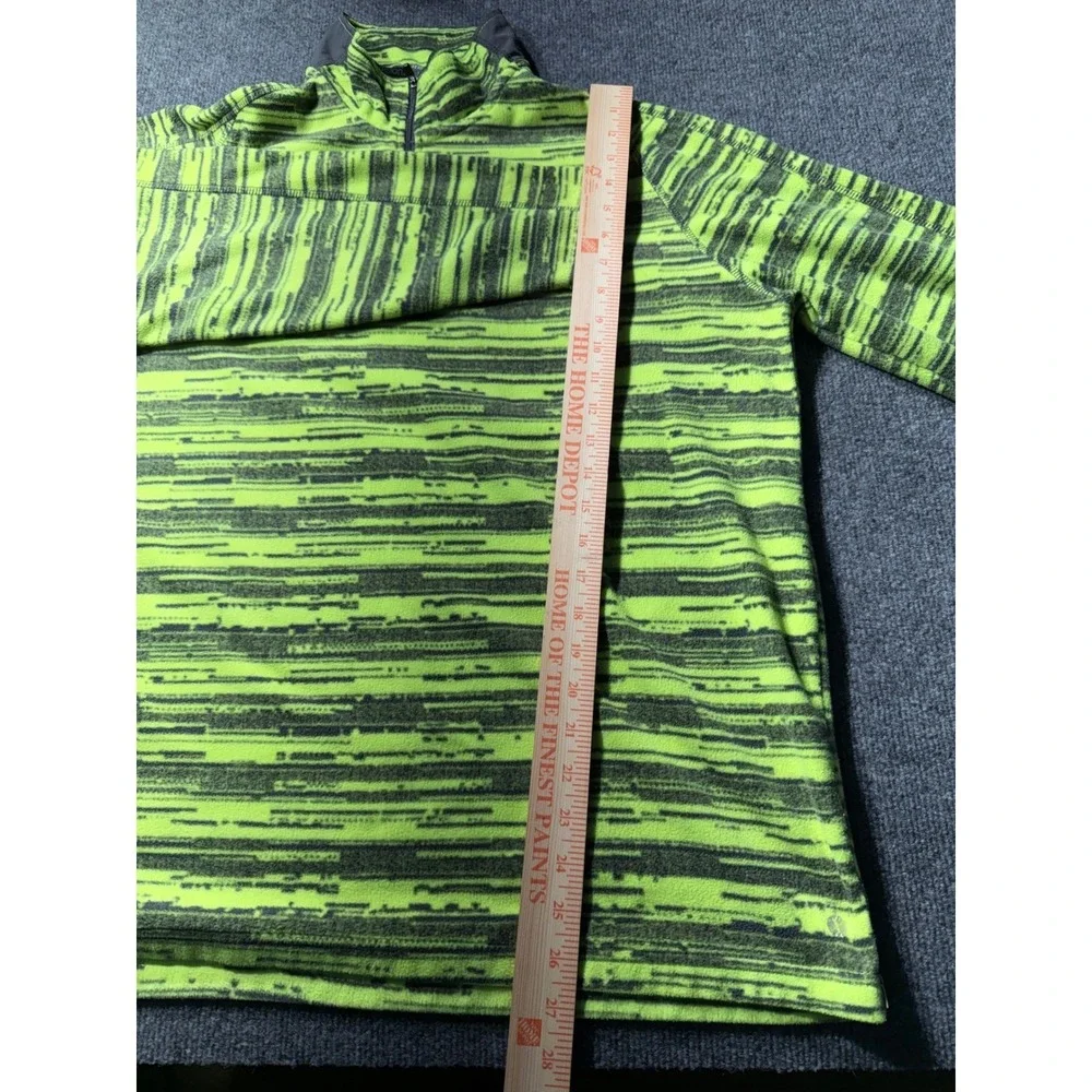 Xersion Mens XL Fleece Quarter Zip Pullover Neon Lime Green Space Dye Mock Neck